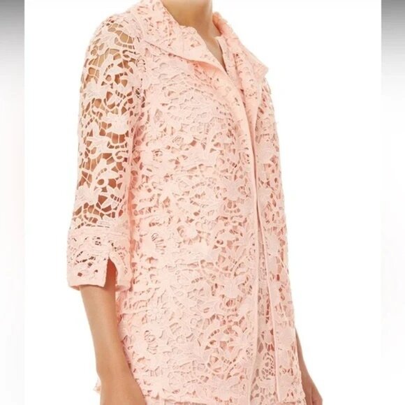 MING WANG Jacket Floral Lace Hook Eye Latch Light Pink size Medium - Picture 13 of 14